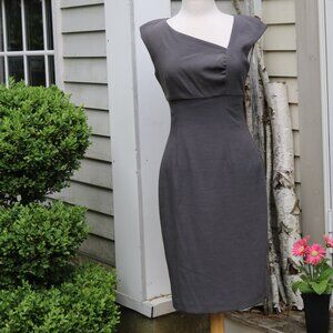 Society New York Nordstrom Grey Asymmetrical Neck Cap Sleeve Sheath Dress Sz 6